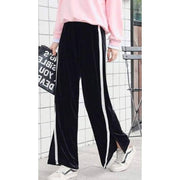 Pantalon Large À Bande - Noir / L - Pantalon