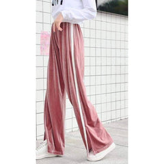 Pantalon Large À Bande - Rose / L - Pantalon